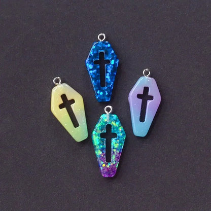 Punk Style Coffin Planchette Resin Charms for DIY Necklace Pendant Making