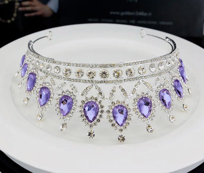 Elegant Lilac Rhinestone Bridal Tiara for Wedding and Special Occasions