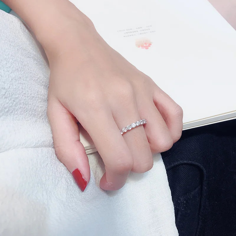 Sterling Silver Diamond Engagement Wedding Ring Set for Women with VVS1 Clarity and Round Cut