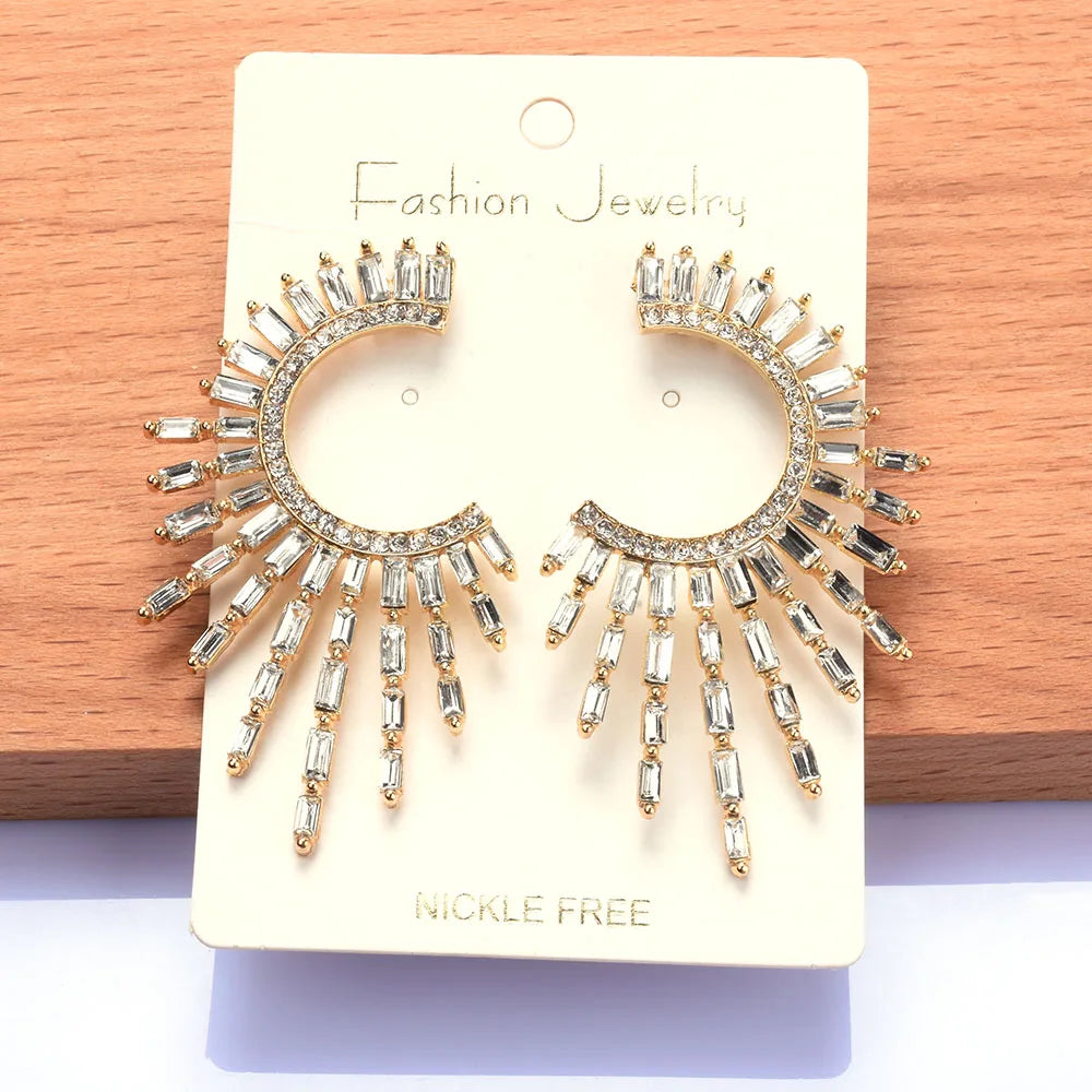 Boho Ethnic Multicolor Crystal Rhinestone Tassel Earrings for Women