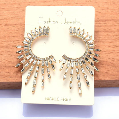 Boho Ethnic Multicolor Crystal Rhinestone Tassel Earrings for Women