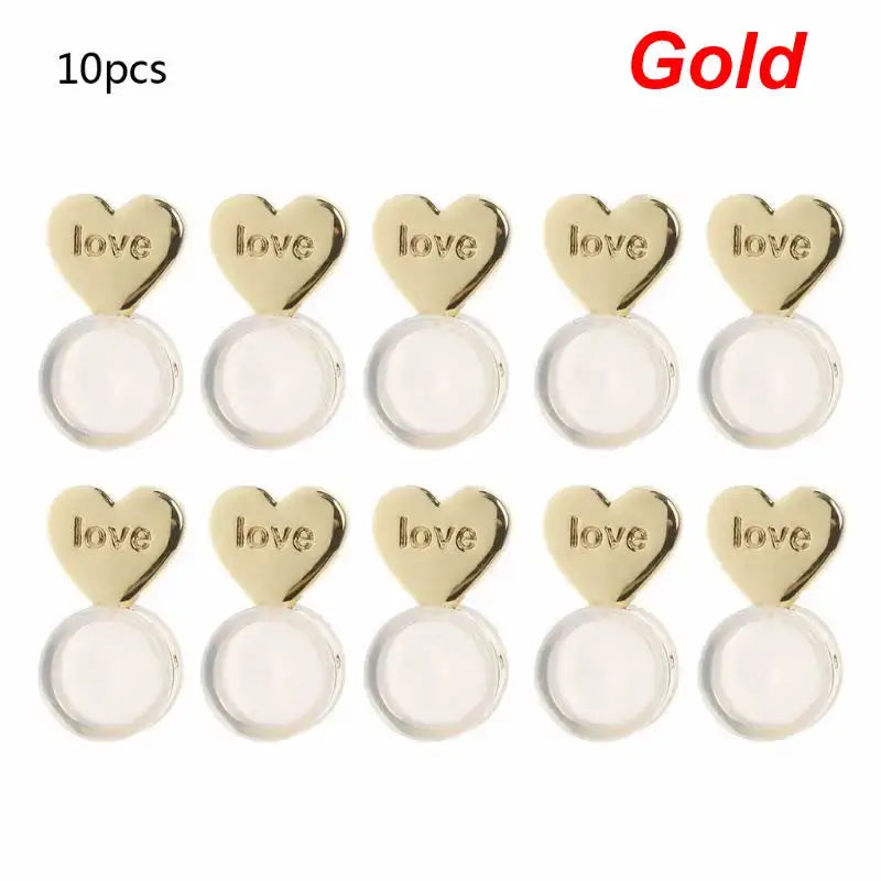 10Pcs Heart Love Magic Adjustable Earring Lifters Support Set Gold