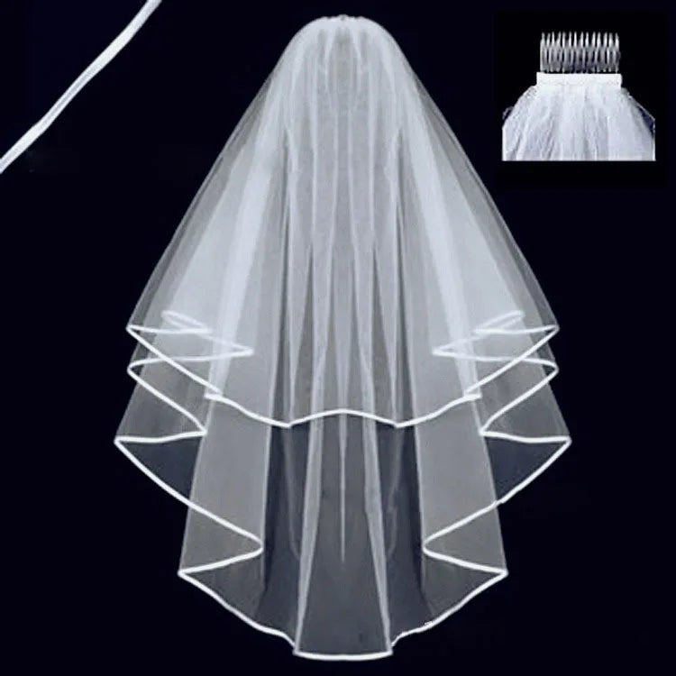 Elegant Two-Layer Tulle Bridal Veil with Comb for Wedding Day Charm