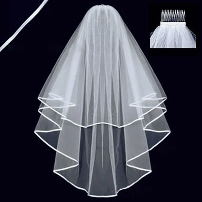 Elegant Two-Layer Tulle Bridal Veil with Comb for Wedding Day Charm