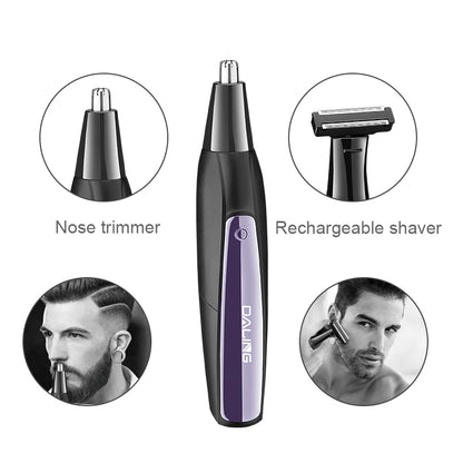2in1 Rechargeable Electric Grooming Kit for Men with Beard Trimmer and Wet Dry Shaver