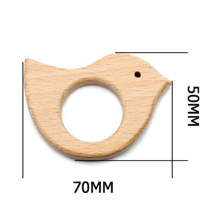 Natural Beech Wood Baby Teethers Set in Animal Shapes - Tortoise, Koala, Whale, Turtle - Food Grade Newborn Toys