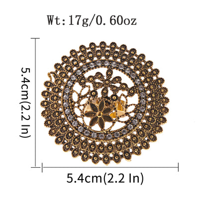 Elegant Turkish Vintage Gold Flower Ring for Women - Antique Ethnic Zircon Alloy Jewelry Gift
