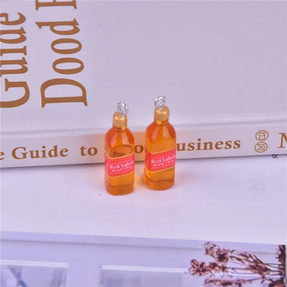 Trendy Resin Beer Bottle Charms Set for Jewelry Making and Keychains