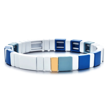 Rainbow Boho Enamel Stretch Bracelets for Women - Handmade Unisex Fashion Bangles by ZMZY