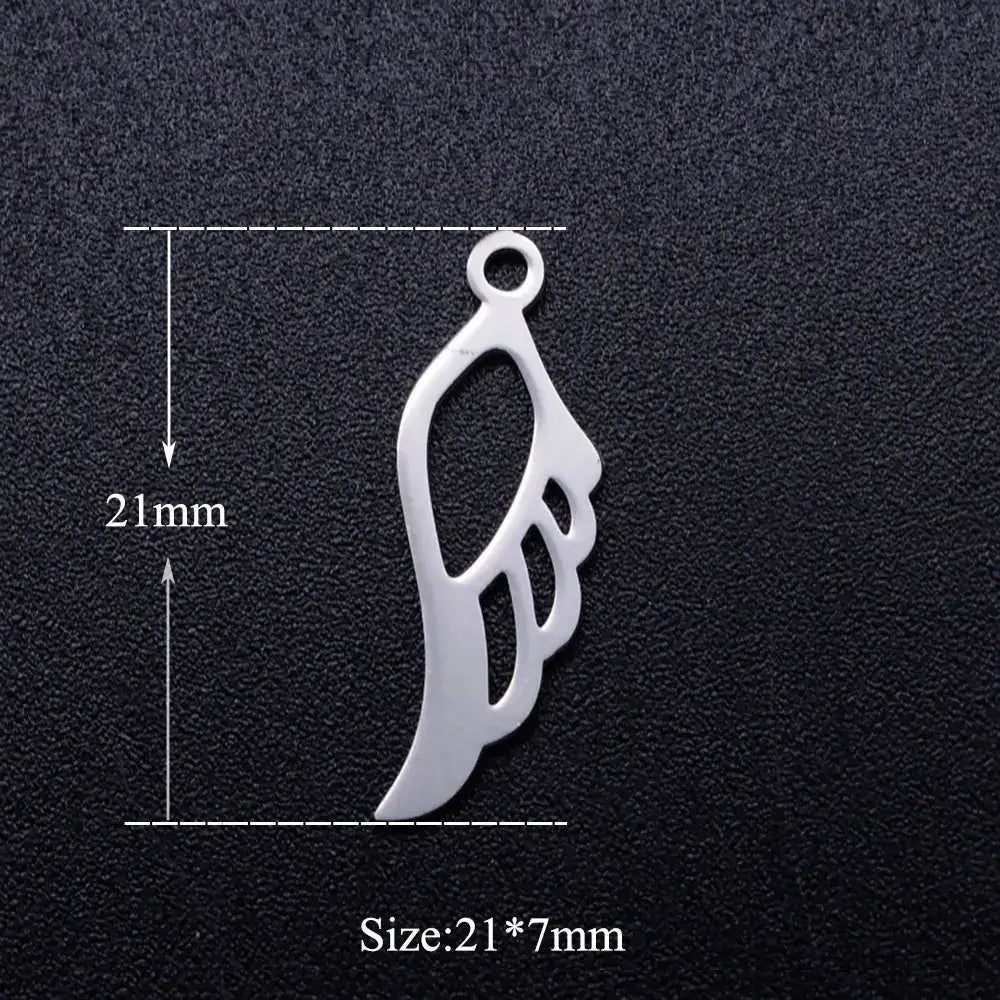 5pcs Angel Wing DIY Charms 316 Stainless Steel Jewelry Connectors JN309-1x5