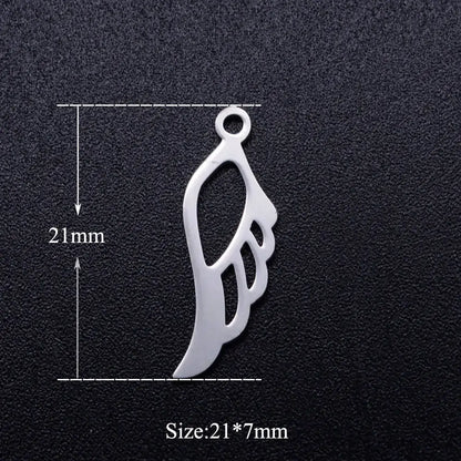 5pcs Angel Wing DIY Charms 316 Stainless Steel Jewelry Connectors JN309-1x5