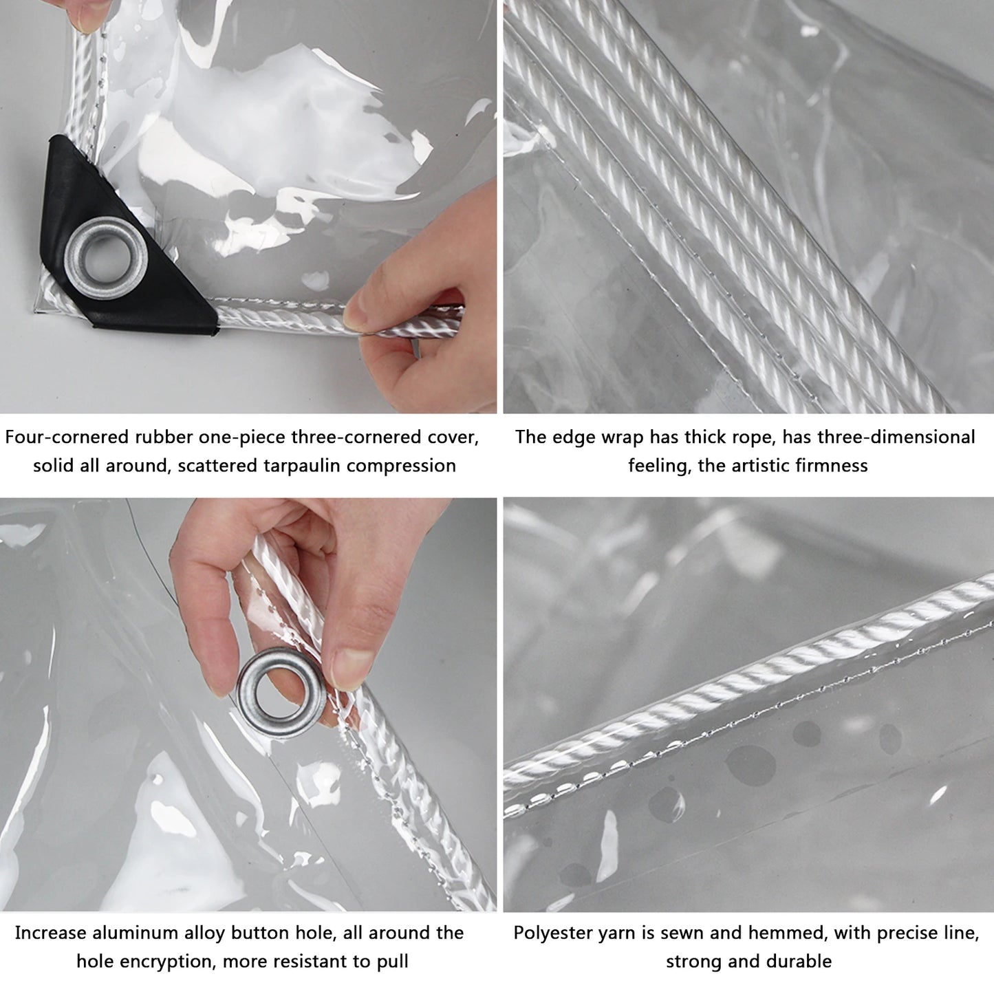 Waterproof Transparent PVC Tarpaulin With Eyelets Weatherproof Foldable Rain Cover For Garden Furniture Plants And Greenhouse 0.39mm Thickness