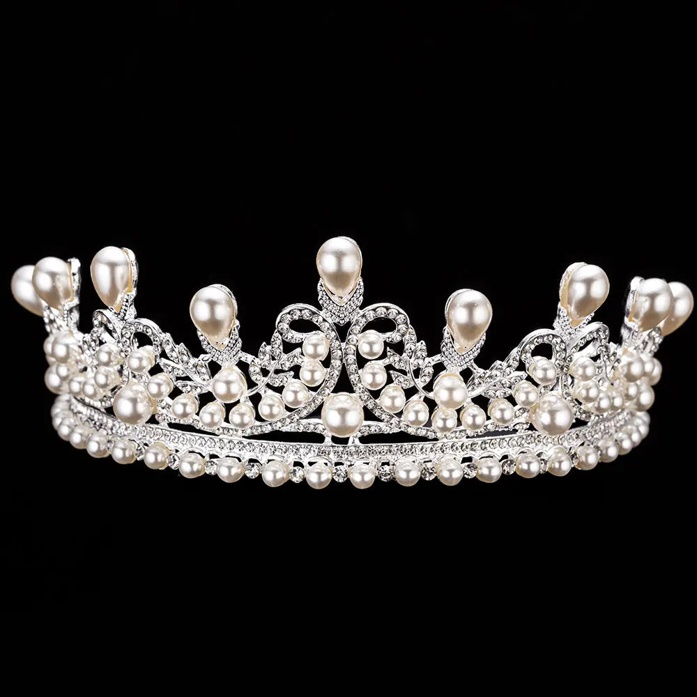Bride's Crystal Pearl Jewelry Set - Stunning Rhinestone Choker, Earrings & Tiara for Your Dream Wedding H054 1PCS Crown