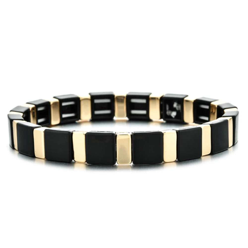 Rainbow Boho Enamel Stretch Bracelets for Women - Handmade Unisex Fashion Bangles by ZMZY