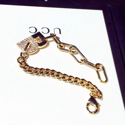 New Fashion Japan Korea Super Shine Rhinestone Word Bracelets Luxury Jewelry Accessories for Women and Girls