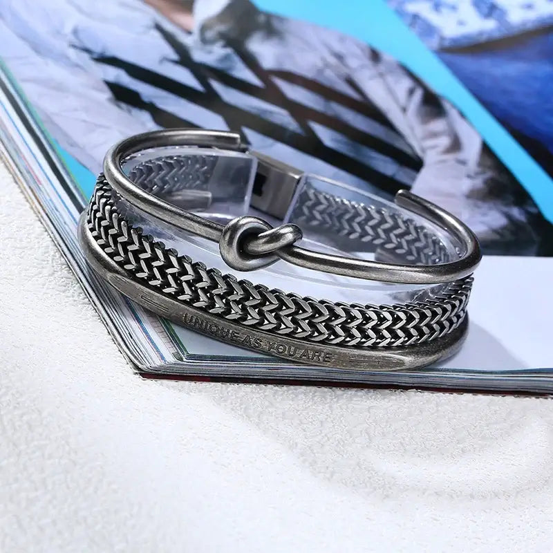 Vnox Vintage Men's Bracelet Set Retro Stainless Steel Gothic Jewelry
