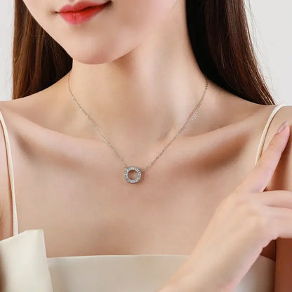Ailmay Sparkling Clear Zircon 925 Sterling Silver Pendant Necklace