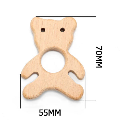 Natural Beech Wood Baby Teethers Set in Animal Shapes - Tortoise, Koala, Whale, Turtle - Food Grade Newborn Toys