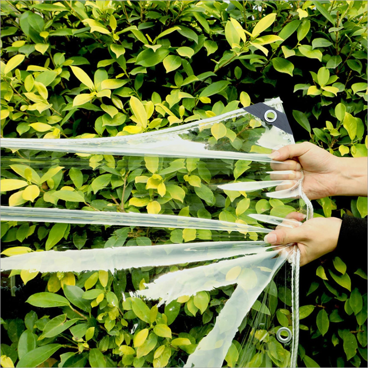 Waterproof Transparent PVC Tarpaulin With Eyelets Weatherproof Foldable Rain Cover For Garden Furniture Plants And Greenhouse 0.39mm Thickness
