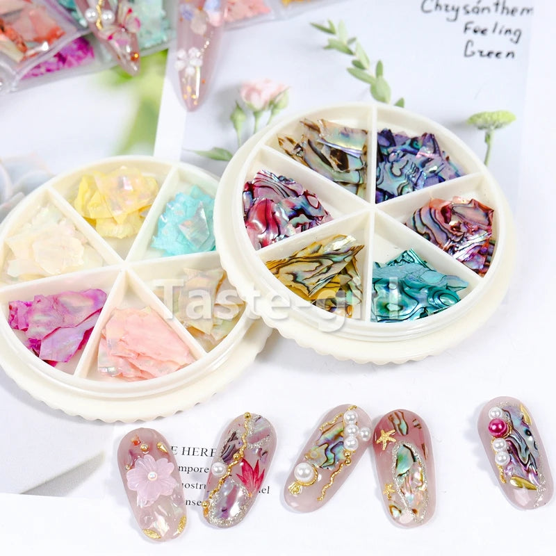 Vibrant 3D Abalone Shell Nail Art Decoration Set for DIY Beauty Salon Creations