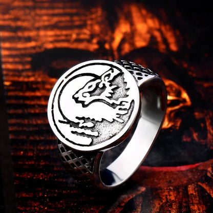 Odin's Raven Viking Rings Set for Men - Norse Mythology Wolf Totem Jewelry