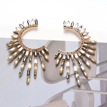 Boho Ethnic Multicolor Crystal Rhinestone Tassel Earrings for Women
