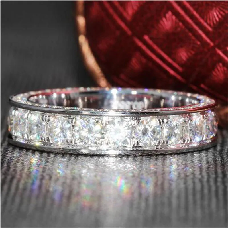 Luxury Pave AAAAA CZ 925 Sterling Silver Engagement Wedding Ring for Women and Men Vintage Party Jewelry Gift style 2