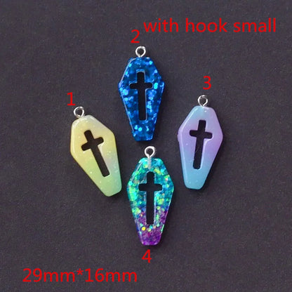 Punk Style Coffin Planchette Resin Charms for DIY Necklace Pendant Making