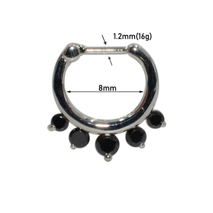 Surgical Steel Indian Nose Septum Ring with Crystal Gem for Women