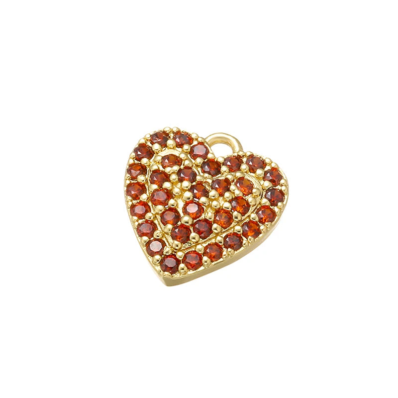 Zhukou Brass Heart Crystal Pendant for Women Jewelry Making
