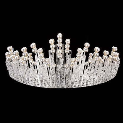 Bride's Crystal Pearl Jewelry Set - Stunning Rhinestone Choker, Earrings & Tiara for Your Dream Wedding H119 1PCS Crown