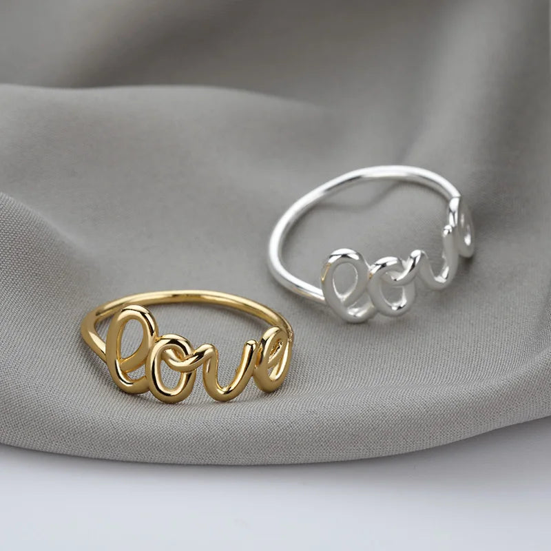 Romantic Geometric Love Ring for Women Stainless Steel Wedding Band