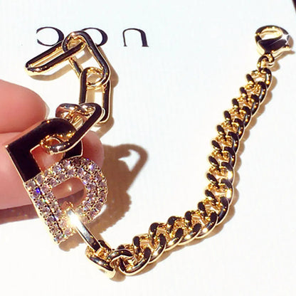 New Fashion Japan Korea Super Shine Rhinestone Word Bracelets Luxury Jewelry Accessories for Women and Girls