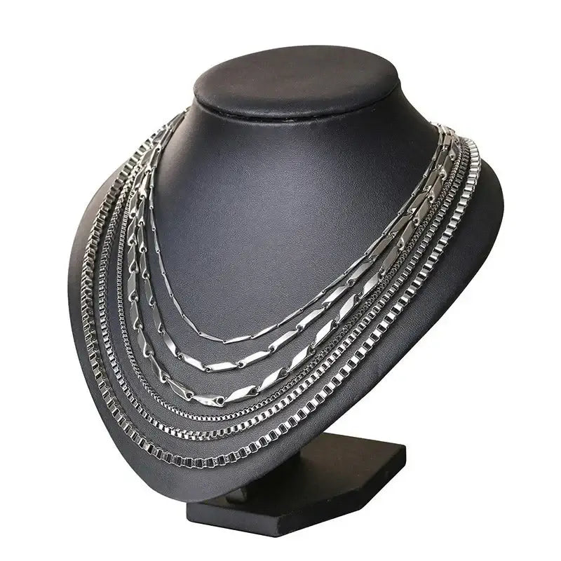 Vnox Tone Square Box Venetian Link Bar Chain Necklace