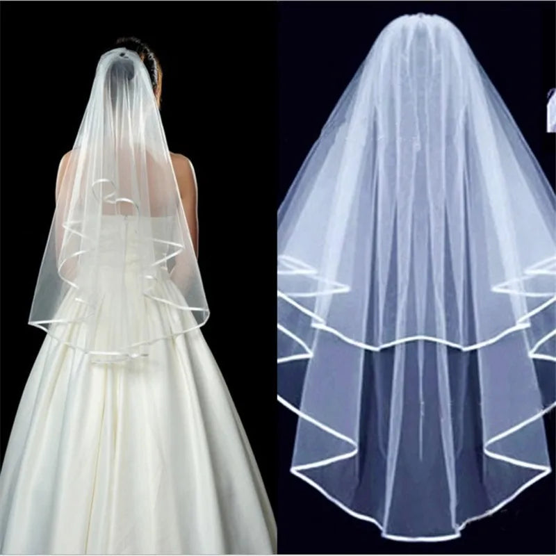 Elegant Two-Layer Tulle Bridal Veil with Comb for Wedding Day Charm