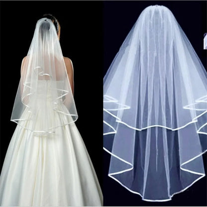 Elegant Two-Layer Tulle Bridal Veil with Comb for Wedding Day Charm