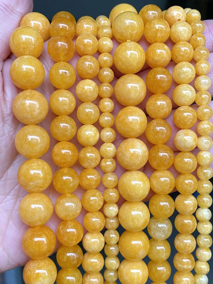 Yellow Natural Beeswax Jade Chalcedony Stone Beads for DIY Jewelry Making Bracelet Necklace Charm Round Loose Beads 6mm 8mm 10mm 12mm