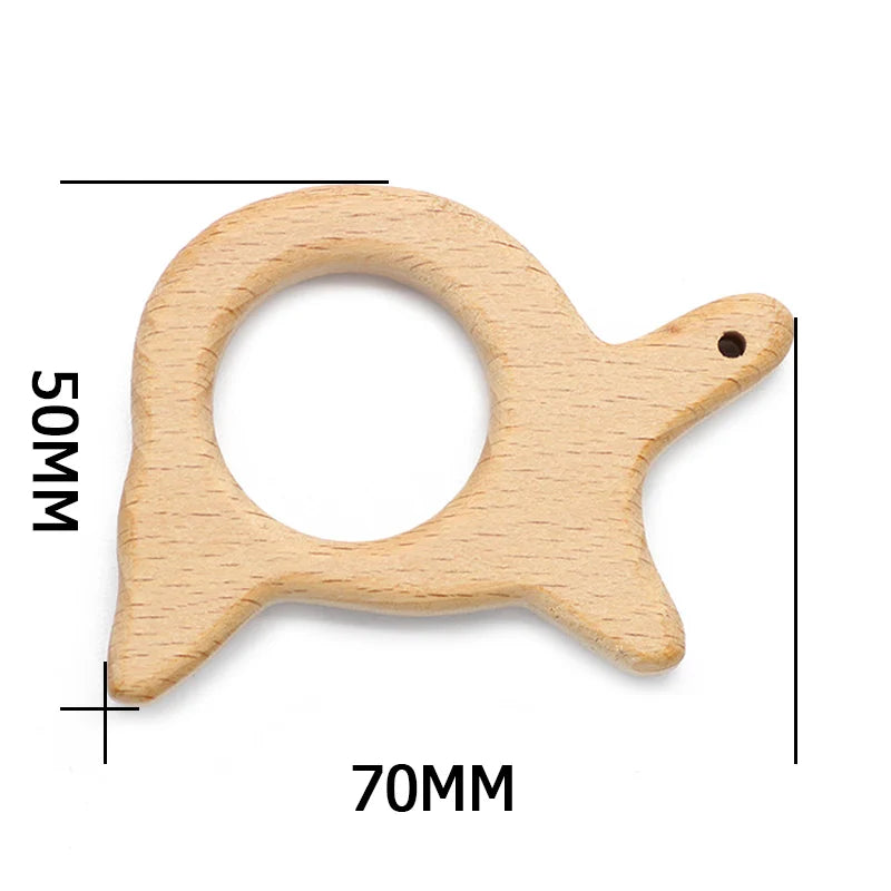 Natural Beech Wood Baby Teethers Set in Animal Shapes - Tortoise, Koala, Whale, Turtle - Food Grade Newborn Toys