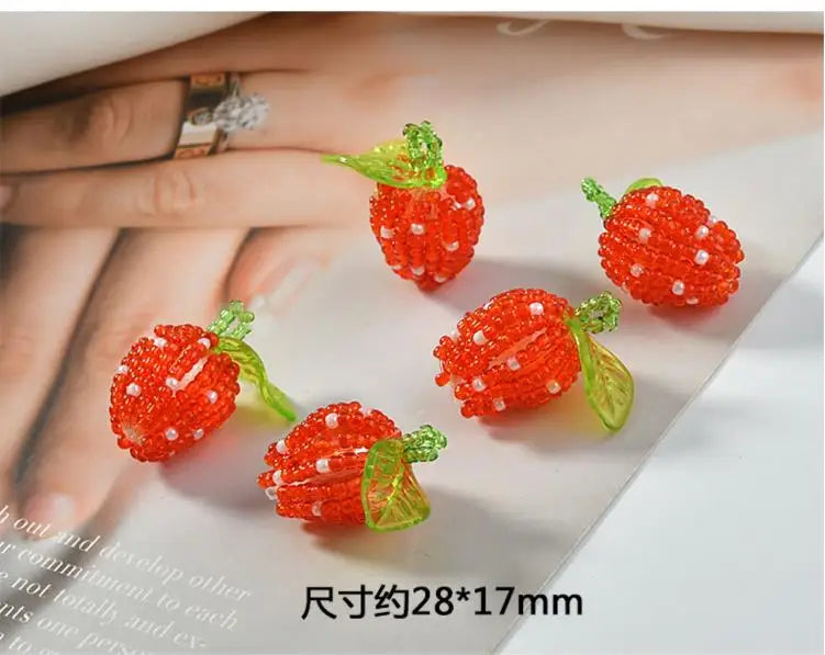 Cute Red Strawberry and Cherry 3D Floating Lock Charms 20 Pieces Handmade DIY Jewelry Earring Accessories