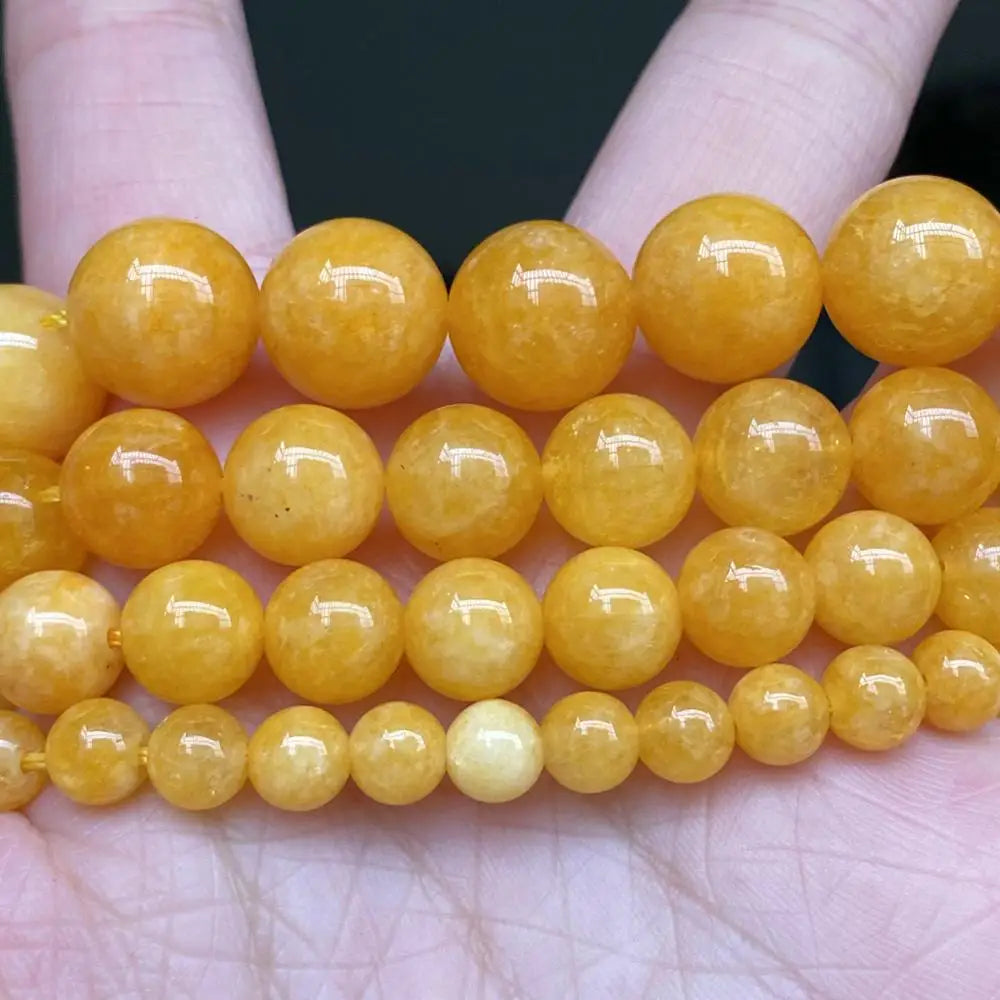 Yellow Natural Beeswax Jade Chalcedony Stone Beads for DIY Jewelry Making Bracelet Necklace Charm Round Loose Beads 6mm 8mm 10mm 12mm