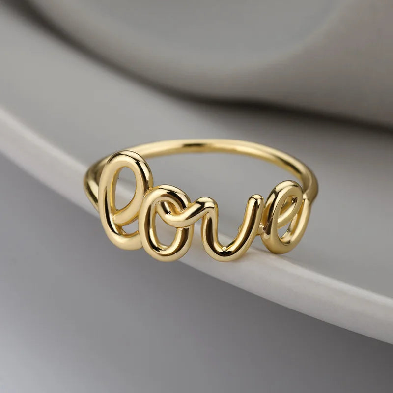 Romantic Geometric Love Ring for Women Stainless Steel Wedding Band