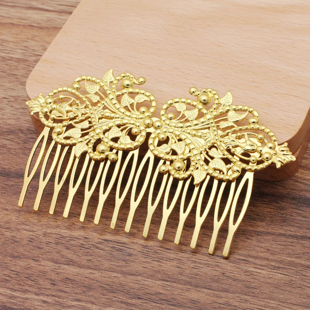 REGELIN Vintage 14 Teeth Flower Motif Hair Comb - Top-Rated Hair Jewelry for Women Gold