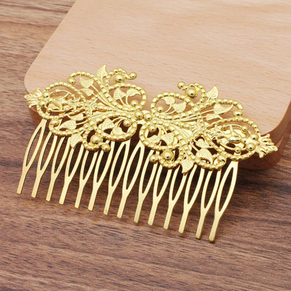 REGELIN Vintage 14 Teeth Flower Motif Hair Comb - Top-Rated Hair Jewelry for Women Gold