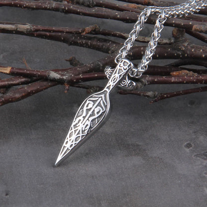 Never Fade Viking Sword Spear Pendant Necklace for Men in Stainless Steel
