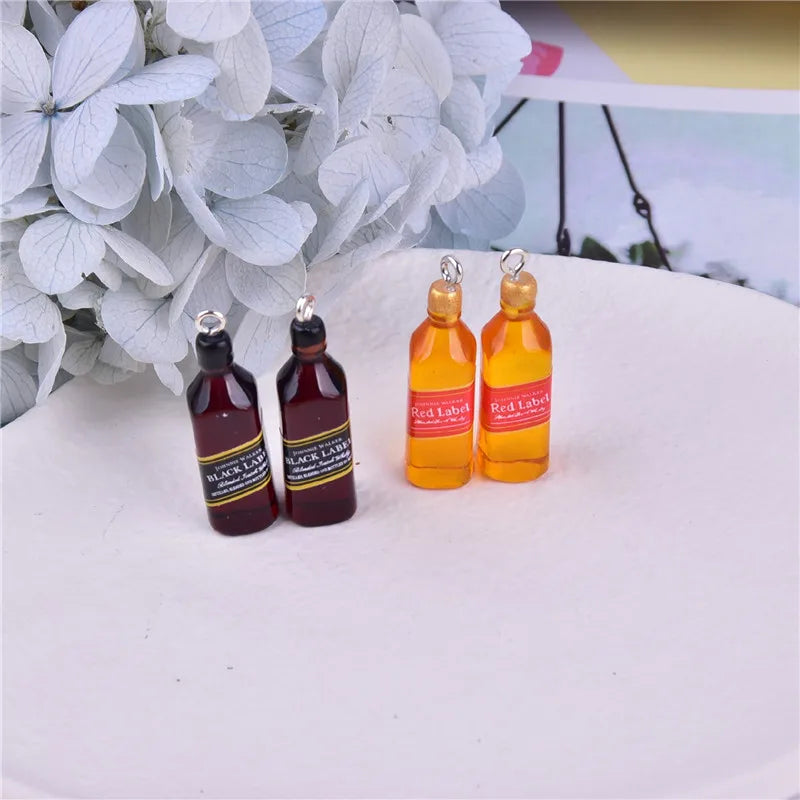 Trendy Resin Beer Bottle Charms Set for Jewelry Making and Keychains
