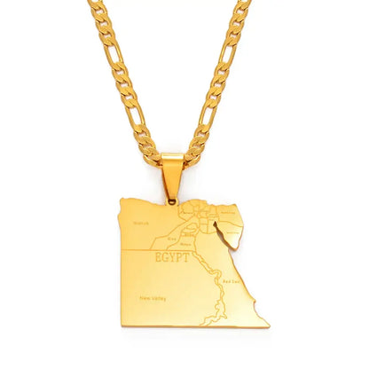 Anniyo Egypt Map States Pendant Necklace Gold Jewelry for Men and Women Gold Color