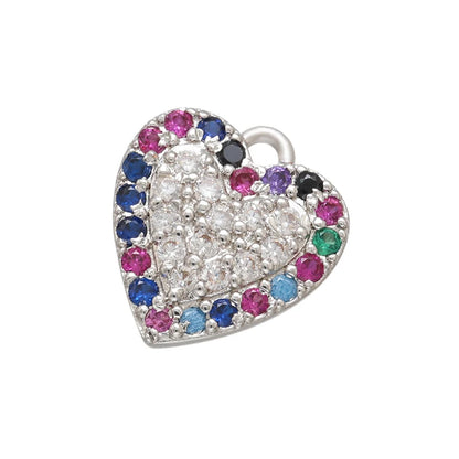Zhukou Brass Heart Crystal Pendant for Women Jewelry Making