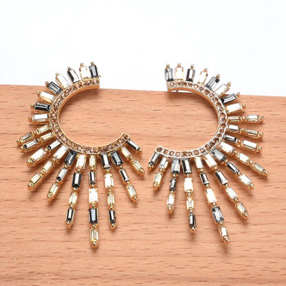 Boho Ethnic Multicolor Crystal Rhinestone Tassel Earrings for Women