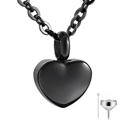 Heart Shaped Memorial Urns Necklace for Ashes in Four Colors black