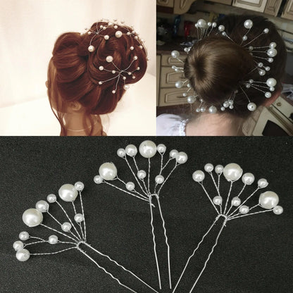 Elegant Pearl Bridal Hair Pin U-Shaped Barrette Clip for Wedding and Party Styles